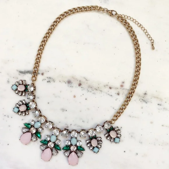 "Elise" Necklace || Pink & Clear Crystal Statement - Picture 5 of 10